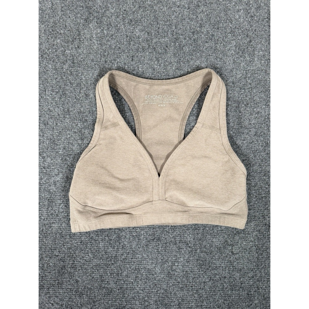 Beyond Yoga Spacedye Lift Your Spirits Sports Bra Womens Medium Birch Heather